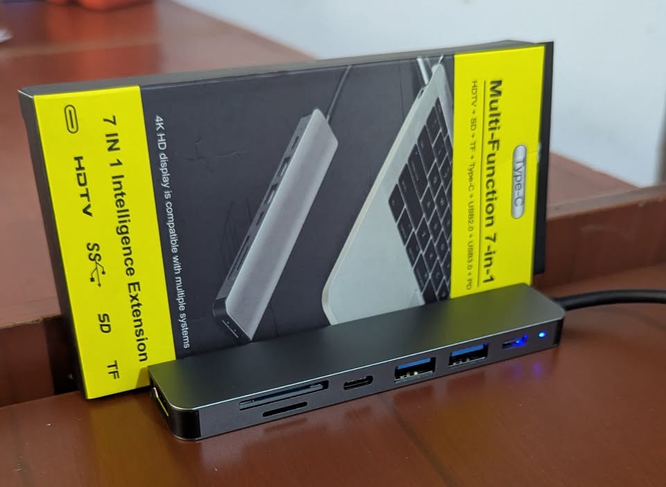 Adaptador Hub USB Tipo C 7 en 1 - 4K HDMI, USB 3.0, PD Caga, Tarjeta MicroSD